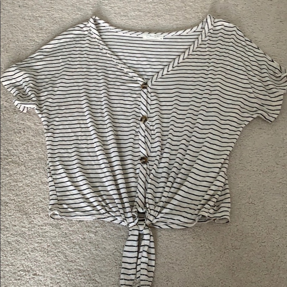bottom down striped top